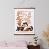 Race Car Träume Wandteppich Mit Holzrahmen (Schlafzimmer)