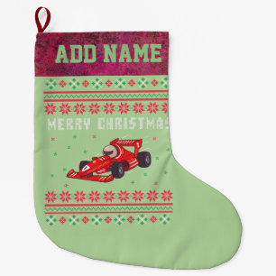 Race Car Ugly Christmas Sweater Großer Weihnachtsstrumpf
