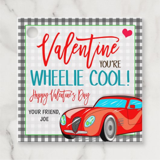 Race Car Valentine-Geschenk-Tag Geschenkanhänger (Vorderseite)