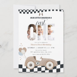 Race Car Vintage Car First Birthday Invite Photo Einladung