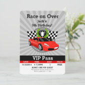 Race Car VIP Pass Einladung Geburtstag! (Stehend Vorderseite)