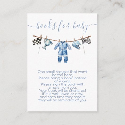 Race Car Wäscheleine Bücher für Baby Begleitkarte (Vorderseite)