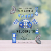 Race Car Welcome Baby Dusche Acrylschild (Neutral)