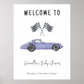 Race Car Welcome Baby Dusche Poster (Vorne)