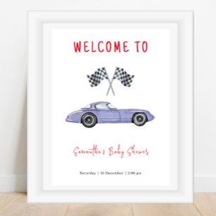Race Car Welcome Baby Dusche Poster