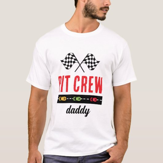 Race Car White Pit Crew Daddy T-Shirt (Vorderseite)