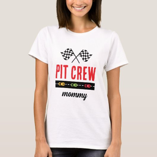 Race Car White Pit Crew Mommy T-Shirt (Vorderseite)