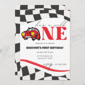 Race Car Wild One Einladung (Vorne/Hinten)