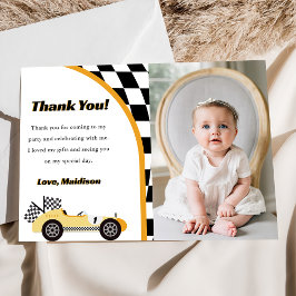 Race Car Yellow Geburtstagsparty Danke Karte