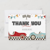 Race Car Zwei Fast Birthday Danke Karte (Vorderseite)