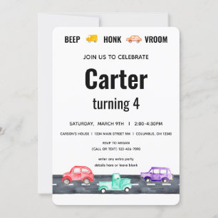 Race Car Zwei Fast Vintag Boy Transportation Einladung