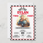 Race Cars 2. Geburtstag Einladung (Vorderseite)