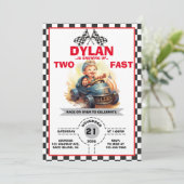 Race Cars 2. Geburtstag Einladung (Stehend Vorderseite)