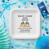 Race Cars & Beer Checkered Flag Raceday Birthday Pappteller (Party)
