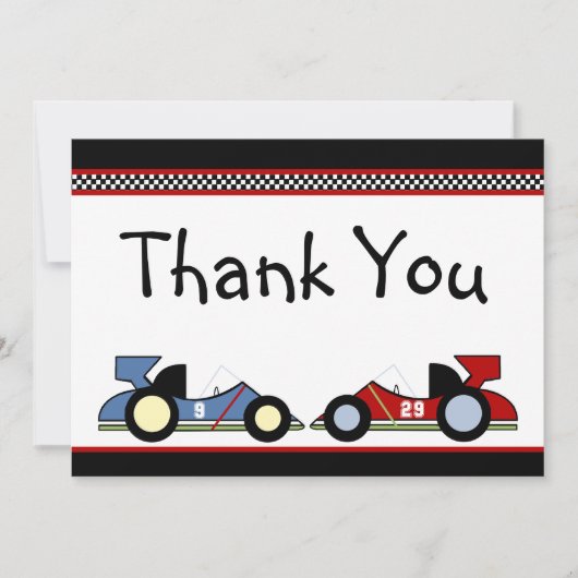 Race Cars Danke Cards (Vorderseite)