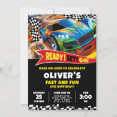 Race Cars Einladung zum Geburtstag (Vorderseite)