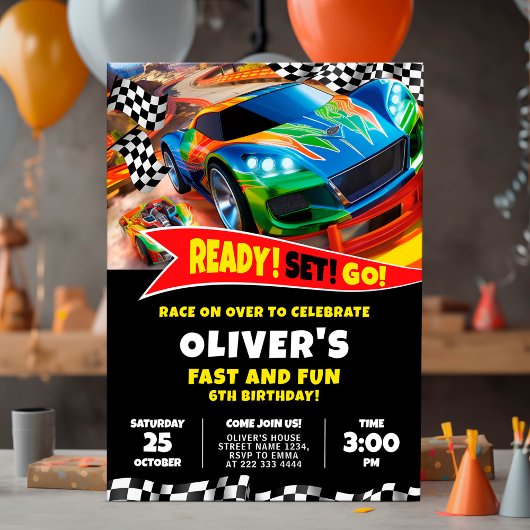 Race Cars Einladung zum Geburtstag
