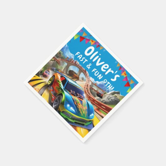 Race Cars Geburtstag Serviette (Ecke)