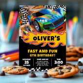 Race Cars Geburtstag und Farbe Einladung