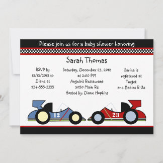 Race Cars Kinderdusche/GeburtstagEinladung Einladung