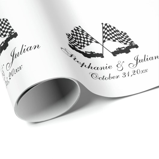 Race Cars Schachbrett Flag Geschenkpapier (Rolleneckpunkt)