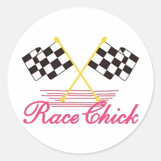 Race Chick Runder Aufkleber (Vorderseite)
