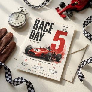 Race Day 5. Geburtstagseinladung Vintage Formel Einladung