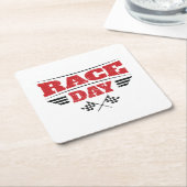 Race Day Checkered Flag Car Racing Rechteckiger Pappuntersetzer (angewinkelt)