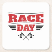 Race Day Checkered Flag Car Racing Rechteckiger Pappuntersetzer (Vorderseite)