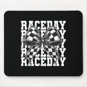 Race Day Vibes Checkered Coquette Bow Car Racing m Mousepad