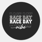 Race Day Vibes Checkered Coquette Bow Car Racing m Runder Aufkleber (Vorderseite)