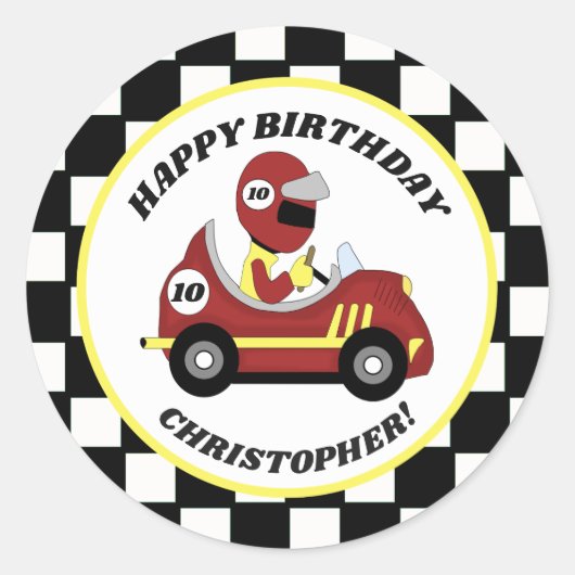 Race Fans Personalisiert Geburtstagsparty Sticker (Vorderseite)