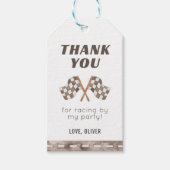 Race Flags Birthday Party Tag, Race Car Danke Geschenkanhänger (Vorderseite)
