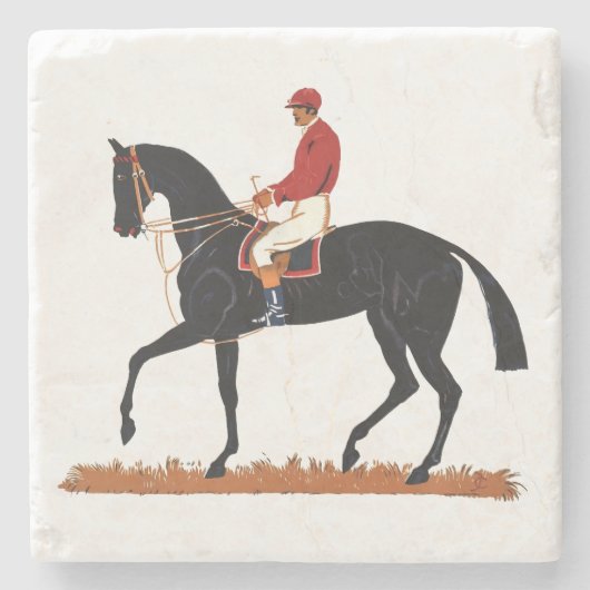 Race Horse Derby Jockey Vintag Style Steinuntersetzer (Vorderseite)