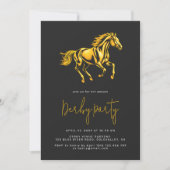 Race Horse Derby Party Elegantes Schwarzes Meer Einladung (Vorderseite)