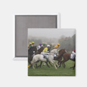 Race Horse Field Square Magnet (Vorderseite/Rückseite)