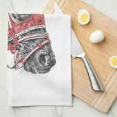 Race Horse Portrait Silks Küchentuch (Viertel Falte)