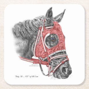 Race Horse Portrait Silks Rechteckiger Pappuntersetzer