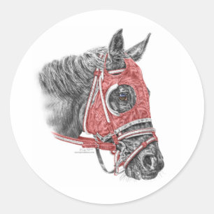 Race Horse Portrait Silks Runder Aufkleber