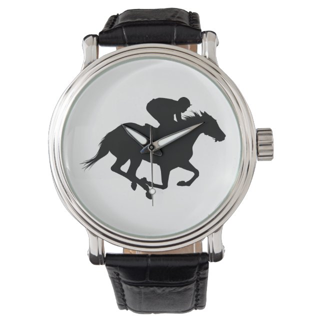Race Horse Silhouette Armbanduhr (Vorderseite)