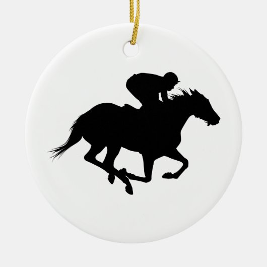 Race Horse Silhouette Keramik Ornament (Vorne)