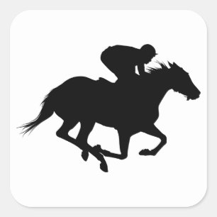 Race Horse Silhouette Quadratischer Aufkleber