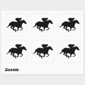 Race Horse Silhouette Quadratischer Aufkleber (Blatt)