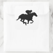 Race Horse Silhouette Quadratischer Aufkleber (Tasche)