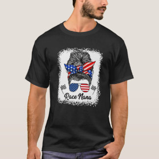 Race Nana Messy Bun USA Flag Brille 4. Juli G T-Shirt