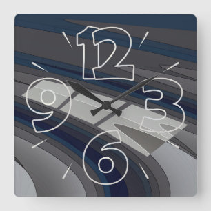 Race on blue gray track quadratische wanduhr