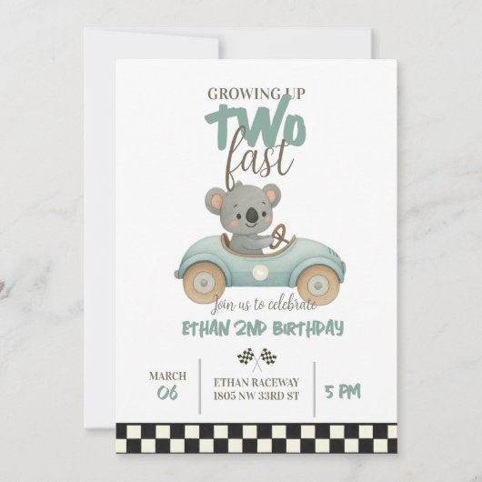 Race On Over – Car-Themed Birthday Invite Einladung (Vorderseite)