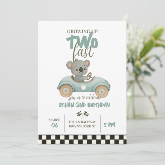 Race On Over – Car-Themed Birthday Invite Einladung (Stehend Vorderseite)
