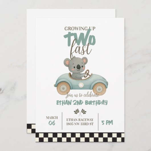 Race On Over – Car-Themed Birthday Invite Einladung (Vorne/Hinten)