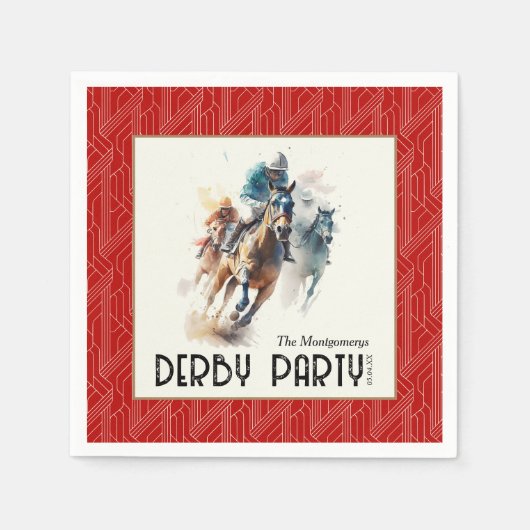 Race Pferdes Derby Party Red Serviette (Vorderseite)